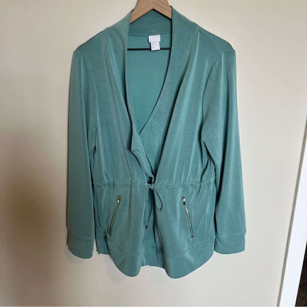 Chicos Zenergy Sandwashed Draped Jacket - Picture 1 of 11